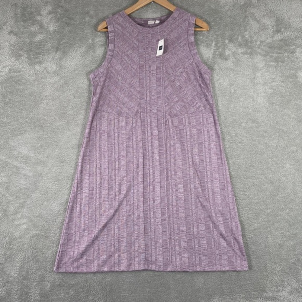 Gap Sleeveless Knit Shift‎ Dress Women's Large Purple Textured Casual Midi NWT